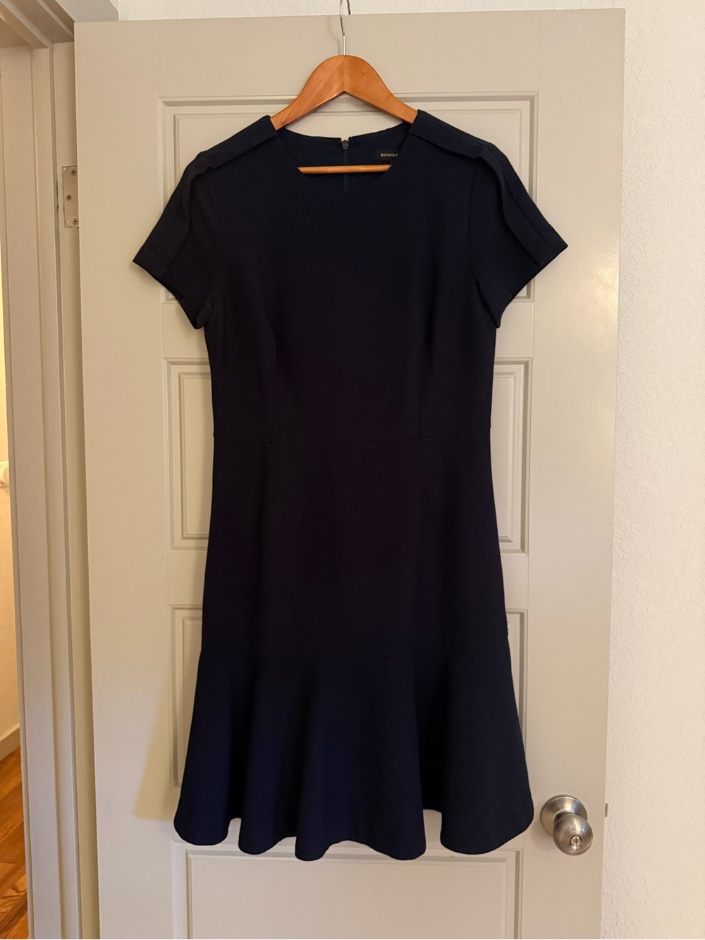 Banana Republic Navy Short-Sleeve Fit-and-Flare Dress